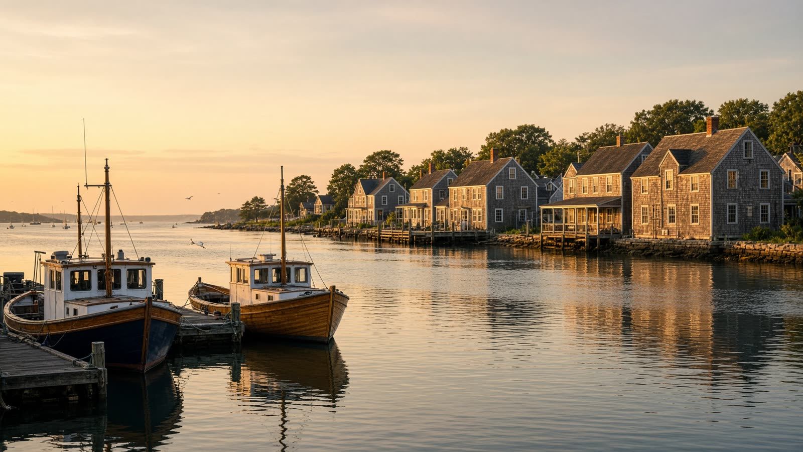 Falmouth Harbor at golden hour